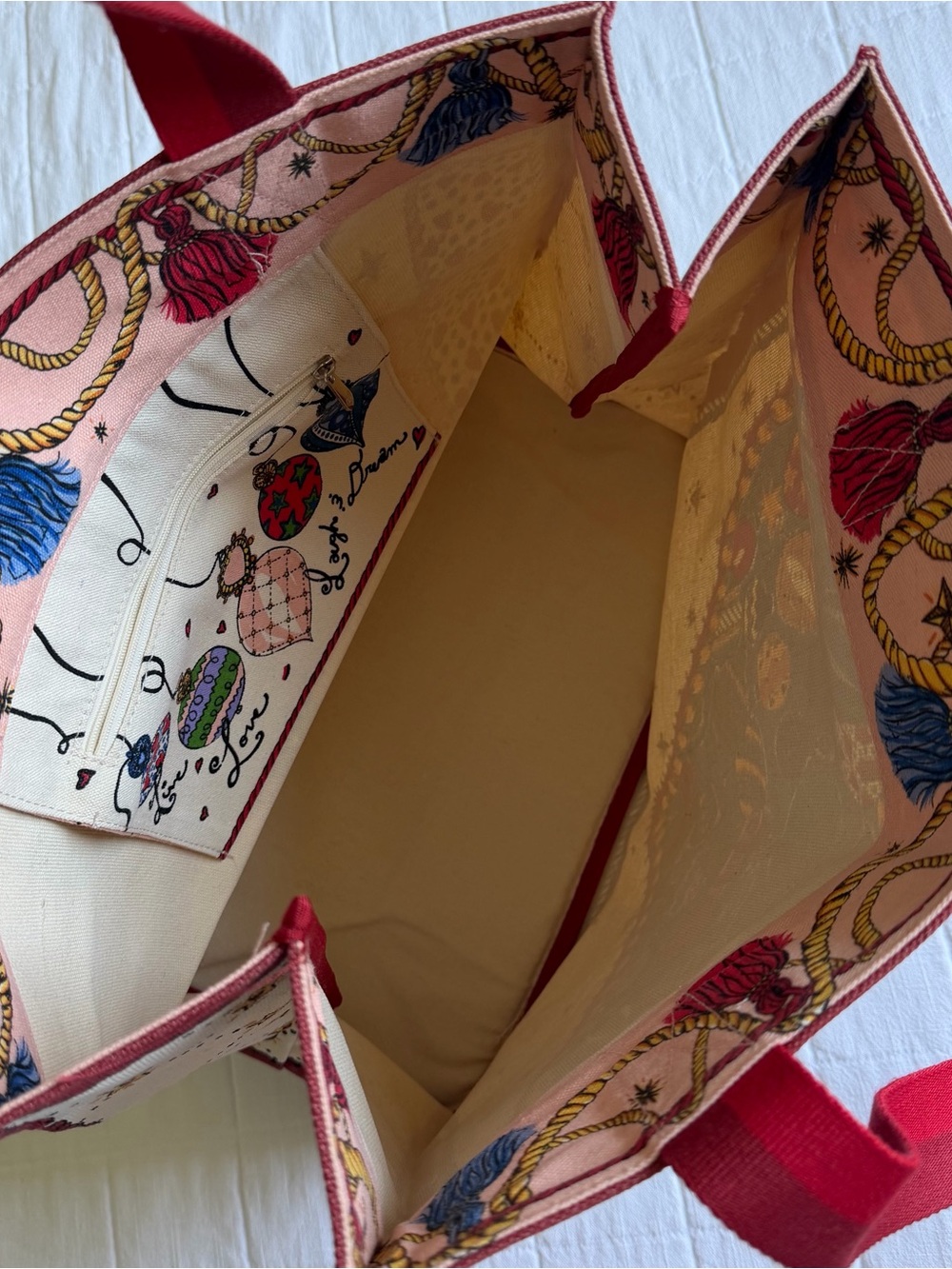 Brighton Holiday Decorative 'Love' Canvas Tote Bag in Red and Multicolor - Picture 4 of 5